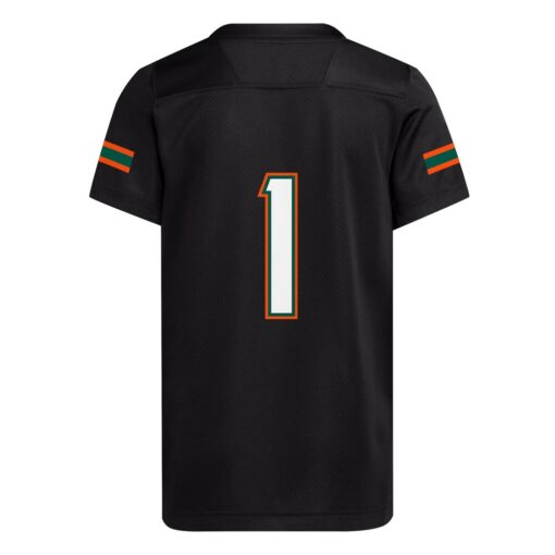 1 Miami Hurricanes Youth Replica Jersey – Black, Limited Replica Fan Edition