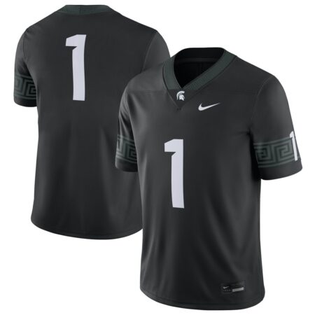 1 Michigan State Spartans Nike Alternate Football Game Jersey – Black, Limited Replica Fan Edition