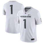 1 Michigan State Spartans Football Game Jersey - White, Limited Replica Fan Edition
