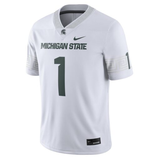 1 Michigan State Spartans Football Game Jersey – White, Limited Replica Fan Edition