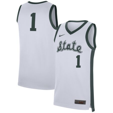 1 Michigan State Spartans Nike Replica Jersey – White, Limited Replica Fan Edition