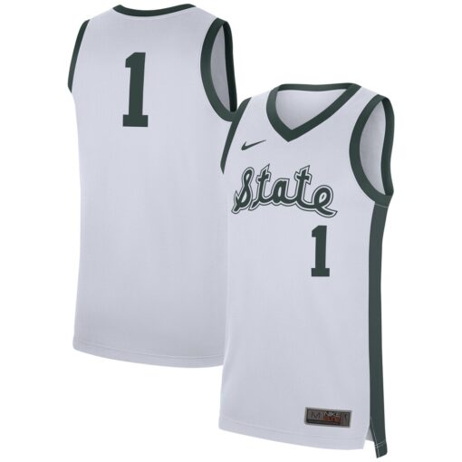 1 Michigan State Spartans Nike Replica Jersey – White, Limited Replica Fan Edition