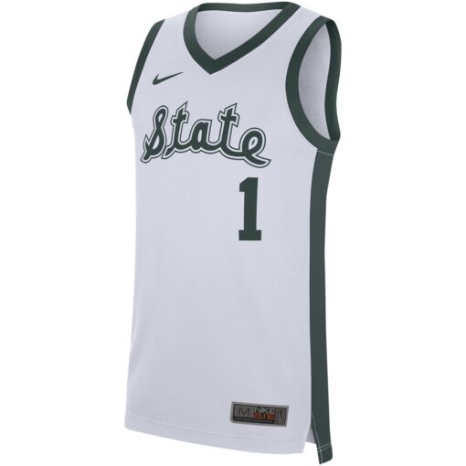 1 Michigan State Spartans Nike Replica Jersey – White, Limited Replica Fan Edition