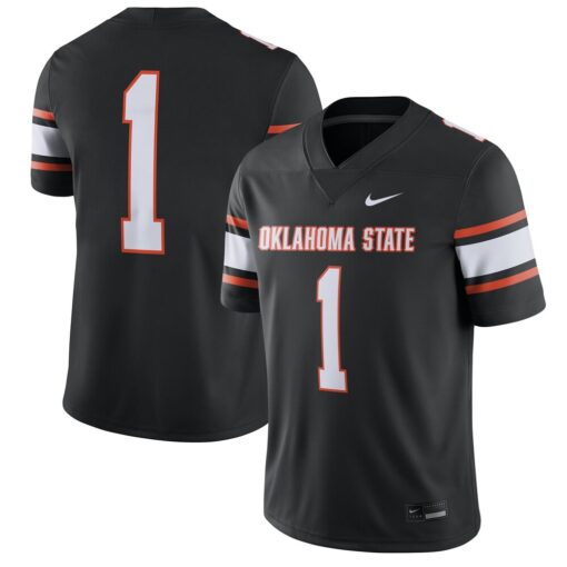 1 Oklahoma State Cowboys Nike Game Jersey – Black, Limited Replica Fan Edition