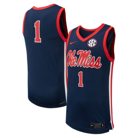 1 Ole Miss Rebels Nike Replica Basketball Jersey – Navy, Limited Replica Fan Edition