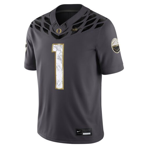1 Oregon Ducks Shoe Duck Game Jersey – Anthracite, Limited Replica Fan Edition