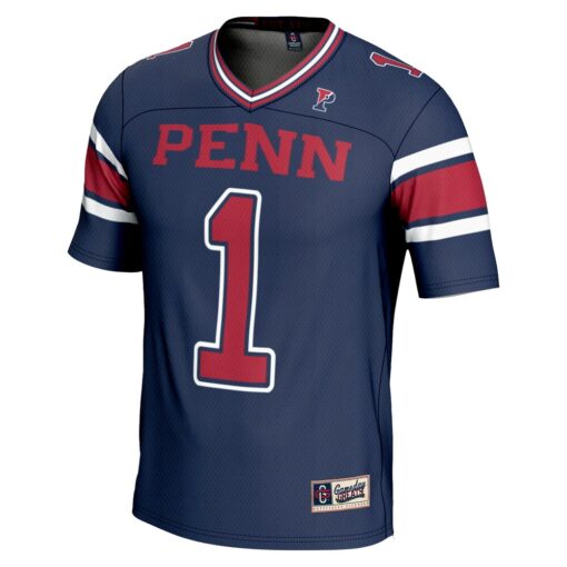 1 Pennsylvania Quakers GameDay Greats Endzone Football Jersey – Navy, Limited Replica Fan Edition