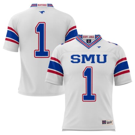 1 SMU Mustangs GameDay Greats Endzone Football Jersey – White, Limited Replica Fan Edition