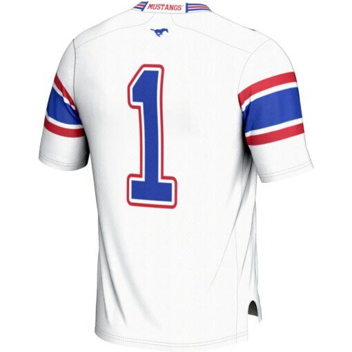 1 SMU Mustangs GameDay Greats Endzone Football Jersey – White, Limited Replica Fan Edition