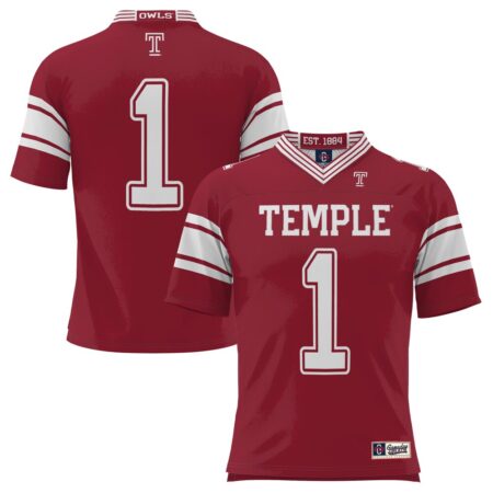 1 Temple Owls GameDay Greats Endzone Football Jersey – Cherry, Limited Replica Fan Edition