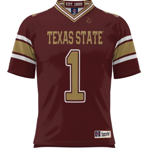 1 Texas State Bobcats GameDay Greats Football Jersey – Maroon, Limited Replica Fan Edition