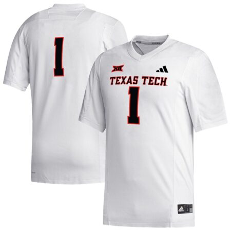 1 Texas Tech Red Raiders Replica Football Jersey – White, Limited Replica Fan Edition