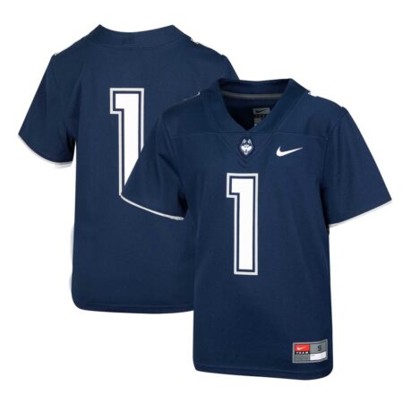 1 UConn Huskies Nike Youth 1st Armored Division Old Ironsides Untouchable Football Jersey – Navy, Limited Replica Fan Edition