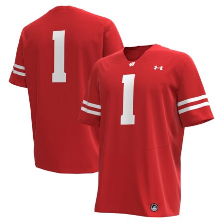 1 Wisconsin Badgers Under Armour Replica Football Jersey – Red, Limited Replica Fan Edition