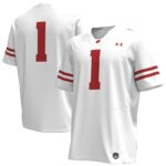 1 Wisconsin Badgers Under Armour Replica Football Jersey - White, Limited Replica Fan Edition