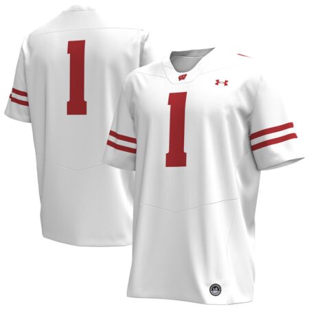 1 Wisconsin Badgers Under Armour Replica Football Jersey – White, Limited Replica Fan Edition