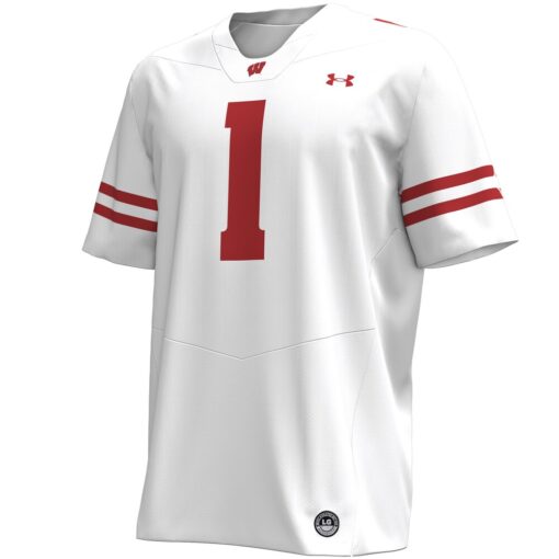 1 Wisconsin Badgers Under Armour Replica Football Jersey – White, Limited Replica Fan Edition