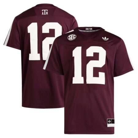 12 Texas A&M Aggies Premier Strategy Jersey – Maroon, Limited Replica Fan Edition