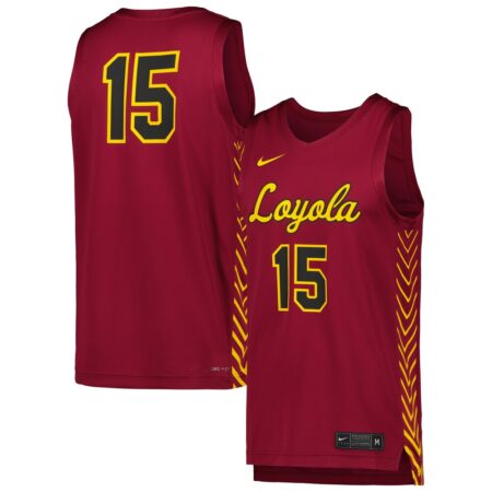 15 Loyola Chicago Ramblers Nike Replica Basketball Jersey – Maroon, Limited Replica Fan Edition