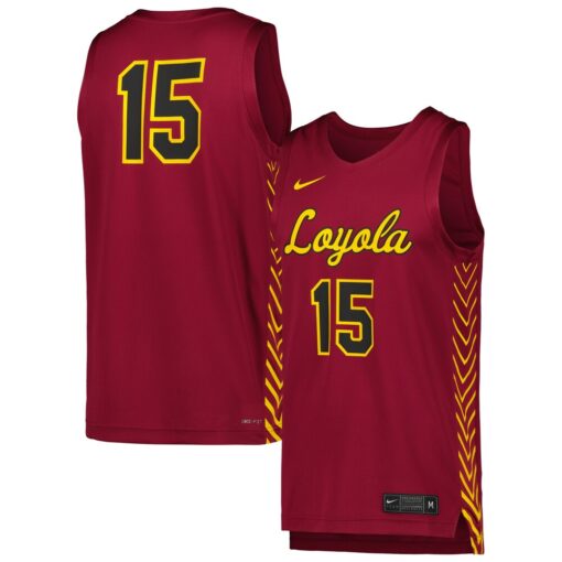 15 Loyola Chicago Ramblers Nike Replica Basketball Jersey – Maroon, Limited Replica Fan Edition