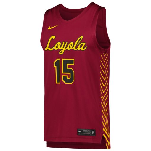 15 Loyola Chicago Ramblers Nike Replica Basketball Jersey – Maroon, Limited Replica Fan Edition
