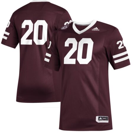 20 Mississippi State Bulldogs Premier Strategy Football Jersey – Maroon, Limited Replica Fan Edition