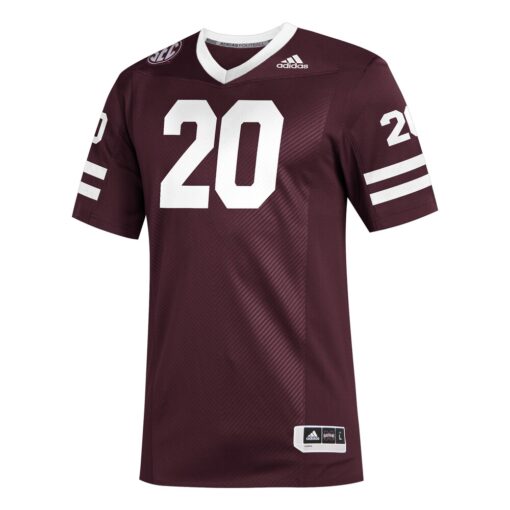 20 Mississippi State Bulldogs Premier Strategy Football Jersey – Maroon, Limited Replica Fan Edition