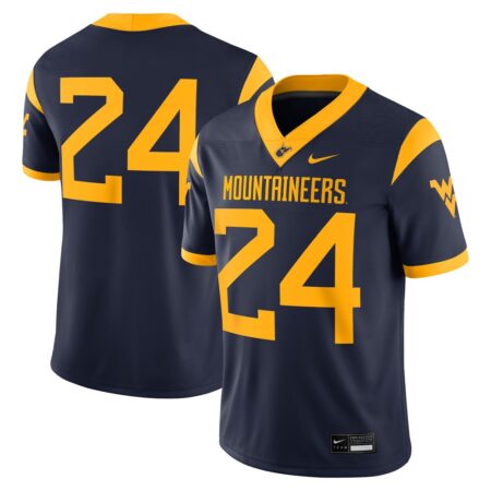 24 West Virginia Mountaineers Nike Game Jersey – Navy, Limited Replica Fan Edition