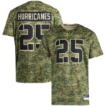25 Miami Hurricanes Honor & Support Premier Strategy Jersey - Camo, Limited Replica Fan Edition