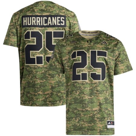 25 Miami Hurricanes Honor & Support Premier Strategy Jersey – Camo, Limited Replica Fan Edition