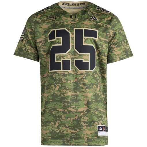 25 Miami Hurricanes Honor & Support Premier Strategy Jersey – Camo, Limited Replica Fan Edition