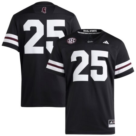 25 Mississippi State Bulldogs Premier Strategy Jersey – Black, Limited Replica Fan Edition