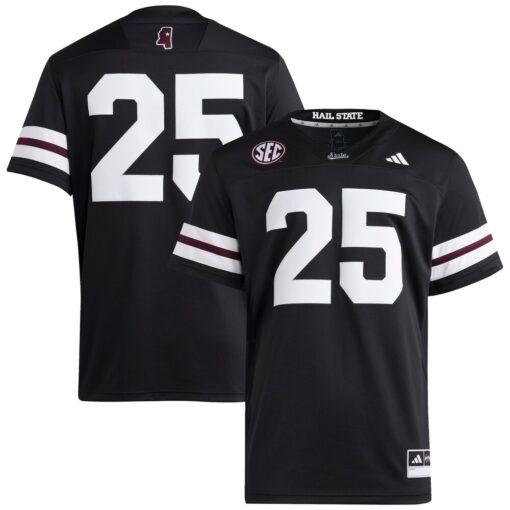 25 Mississippi State Bulldogs Premier Strategy Jersey – Black, Limited Replica Fan Edition