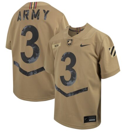 3 Army Black Knights Nike Youth 2023 Rivalry Collection Game Jersey – Tan, Limited Replica Fan Edition