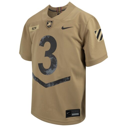 3 Army Black Knights Nike Youth 2023 Rivalry Collection Game Jersey – Tan, Limited Replica Fan Edition