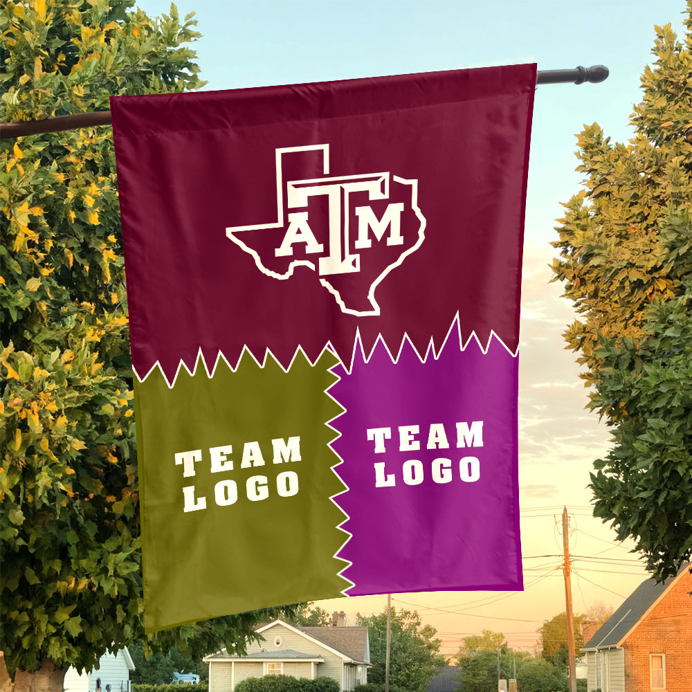 Aggies vs Custom Team House Divided Flag, Custom Rivalry Flag Aggies vs Custom Team House Divided Flag, Custom Rivalry Flag