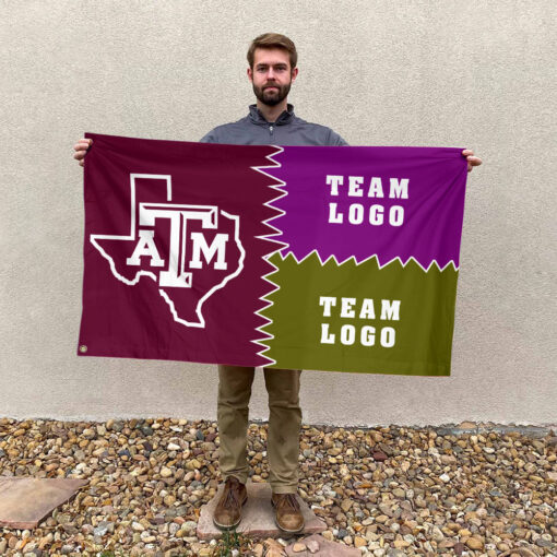 Aggies vs Custom Team House Divided Flag, Custom Rivalry Flag Aggies vs Custom Team House Divided Flag, Custom Rivalry Flag