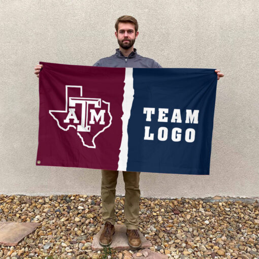 Aggies vs Custom Team House Divided Flag, NCAA College Rivalry Flag Aggies vs Custom Team House Divided Flag, NCAA College Rivalry Flag