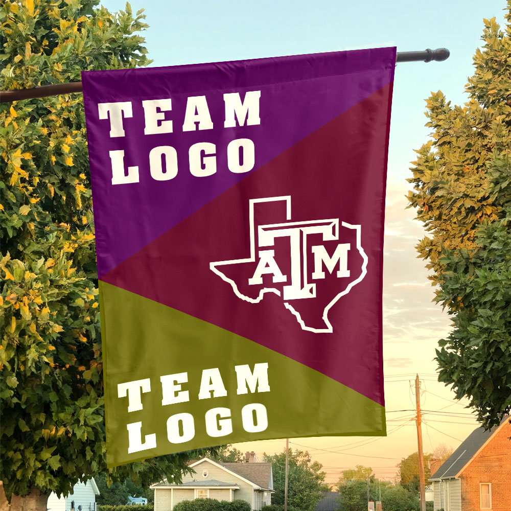 Aggies vs Custom Team House Divided Flag, NCAA Custom Flag Aggies vs Custom Team House Divided Flag, NCAA Custom Flag