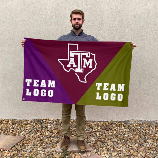 Aggies vs Custom Team House Divided Flag, NCAA Custom Flag Aggies vs Custom Team House Divided Flag, NCAA Custom Flag