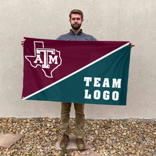 Aggies vs Custom Team House Divided Flag, NCAA Game Day Flag Aggies vs Custom Team House Divided Flag, NCAA Game Day Flag