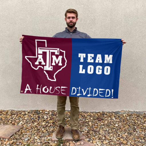 Aggies vs Custom Team House Divided Flag, NCAA House Flag Aggies vs Custom Team House Divided Flag, NCAA House Flag