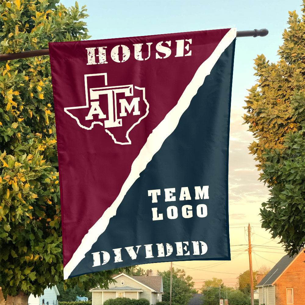 Aggies vs Custom Team House Divided Flag, NCAA Rival Flag Aggies vs Custom Team House Divided Flag, NCAA Rival Flag
