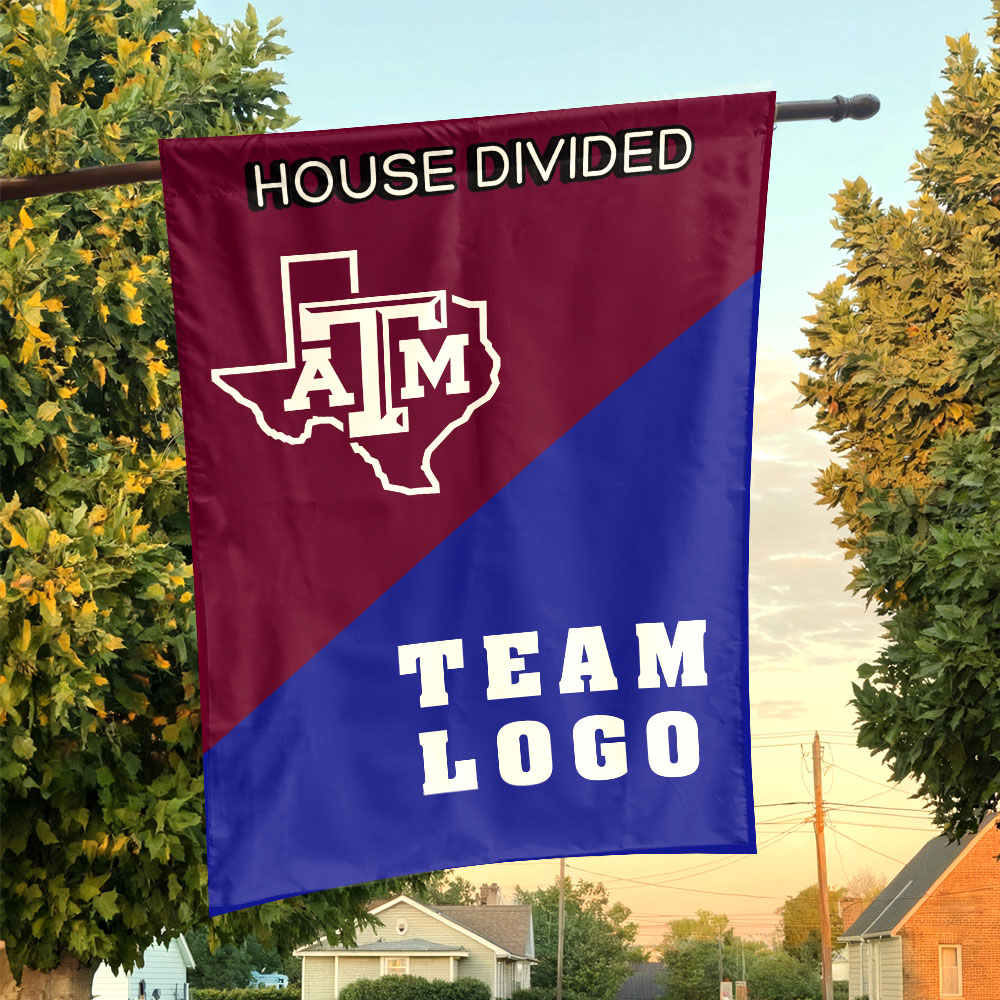 Aggies vs Custom Team House Divided Flag, NCAA Spirit Flag Aggies vs Custom Team House Divided Flag, NCAA Spirit Flag