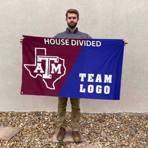 Aggies vs Custom Team House Divided Flag, NCAA Spirit Flag Aggies vs Custom Team House Divided Flag, NCAA Spirit Flag