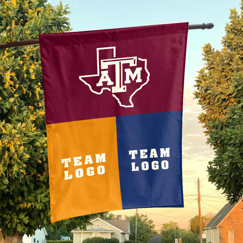 Aggies vs Custom Team House Divided Flag, NCAA Split Flag Aggies vs Custom Team House Divided Flag, NCAA Split Flag