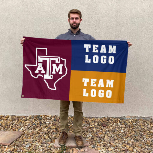 Aggies vs Custom Team House Divided Flag, NCAA Split Flag Aggies vs Custom Team House Divided Flag, NCAA Split Flag