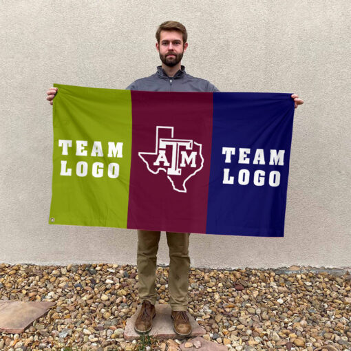 Aggies vs Custom Team House Divided Flag, NCAA Team Flag Aggies vs Custom Team House Divided Flag, NCAA Team Flag