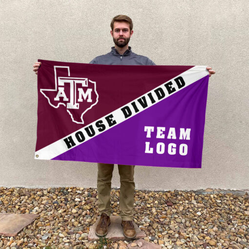 Aggies vs Custom Team House Divided Flag, Personalized Two Team Flag Aggies vs Custom Team House Divided Flag, Personalized Two Team Flag