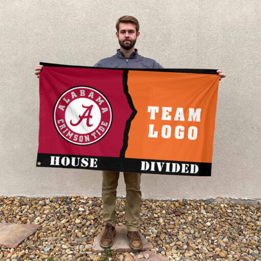 Alabama vs Custom Team House Divided Flag, Custom Game Day Flag Alabama vs Custom Team House Divided Flag, Custom Game Day Flag